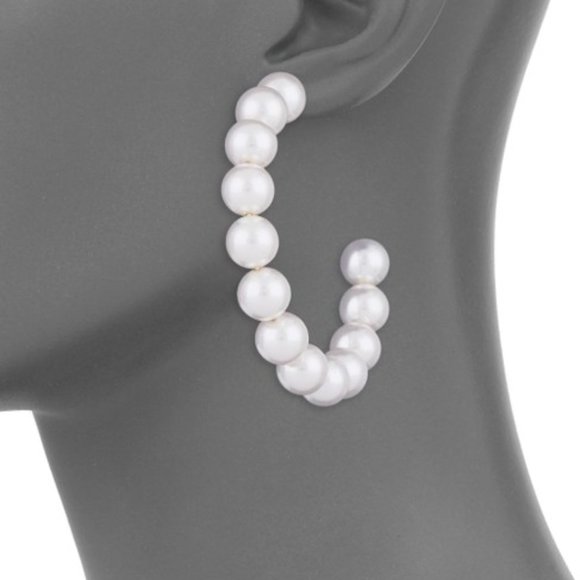 Lele Sadoughi Jungle Peach Stardust Pearl Hoops - Picture 8 of 8